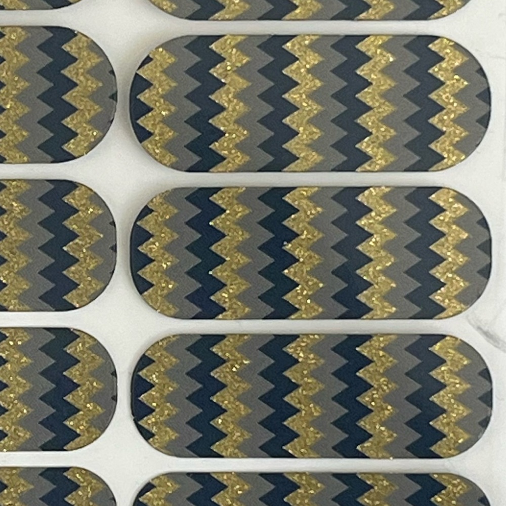 Jamberry Nail Wraps Charisma style blue gold chevron pattern